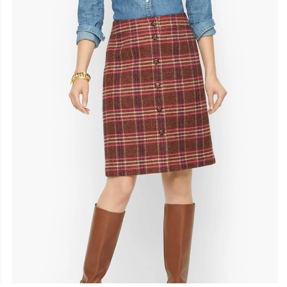 Talbots Dresses & Skirts - Talbots Plaid Wool Button Front Skirt NWOT